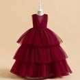 thumbnail image 2 of AUNVITO Girls Tiered Tulle Party Dress Sleeveless Round Neck Bow Accents Princess Pageant Birthday Performance Formal, 2 of 8
