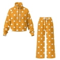 thumbnail image 5 of Yuyamidu Women's Tracksuits Matching Sweatsuit Yellow Polka Dot Loungewear Lounge Sets 2 Piece Outfits Drawstring Pullover Sweatshirt Wide Leg Sweatpants with Pocket Yoga Golf Sport Tops Bottoms Set, 5 of 7