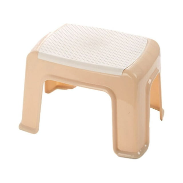 Plastic Step Stool Non-Slide Thick Stools Space-saving Shoe Changing Seat Furniture Bench Bathroom Bedroom Toilet Kindergarten Beige S