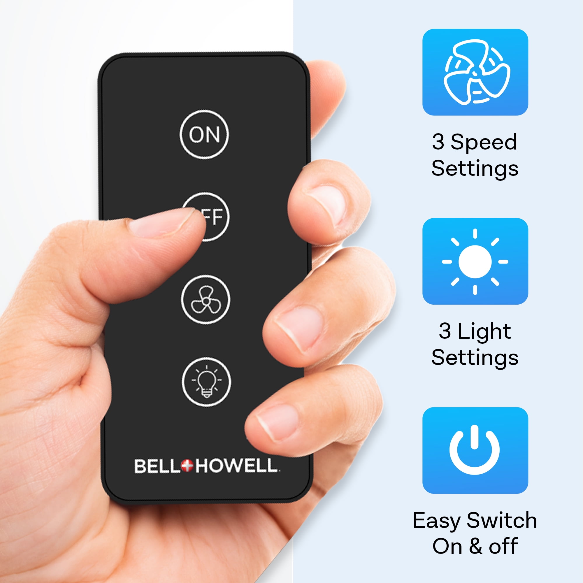 Bell+Howell Socket Breeze Socket Fan Light with Remote, Portable Small Ceiling Fans with Lights for Bedroom, Ceiling Fan with Light 3500K, 1000 Lumens, Screws into E26/E27, Black