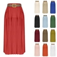 thumbnail image 1 of Sentmoon Womens Skirts Oversized Elastic Waist Solid Color Spring Long Skirt Linen Boho Skirt with Pocket Beach Items Comfy for Spring, Summer, and Holiday Travel Red S, 1 of 7