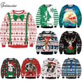 thumbnail image 2 of Jersey de cuello redondo para hombre, sudaderas con gráfico de animales, chándal feo de Navidad, ropa de calle de gran tamaño, traje de pareja, ropa masculina, 2 of 4