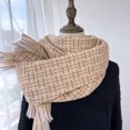 thumbnail image 1 of Bufanda a cuadros para mujer, moda coreana, chal con borlas, bufanda cálida de cachemira gruesa y larga, 1 of 6