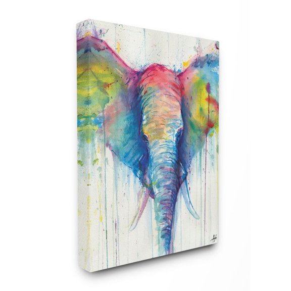 Stupell Industries Colorful Abstract Elephant Portrait Animal Watercolor Painting Canvas Wall Art by Marc Allante