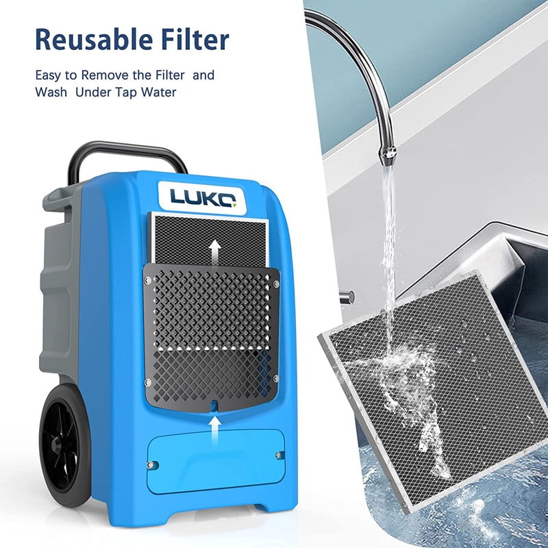 190 pt. 6000 sq.ft. Bucketless Commercial Dehumidifier in. Blue with Drain Hose