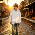 thumbnail image 2 of HAYIMI Kids Halloween Distressed Hoodie Ripped Hem Oversized Hooded Sweatshirt Children Long Sleeve Tops Leisure Pullover, 2 of 4