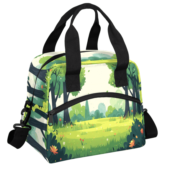 Herdesigns Forest Insulated Lunch Bag for Women Men Adults Large Reusable Lunch Box Green Jungle Leakproof Cooler Tote Bags with Adjustable Shoulder Strap