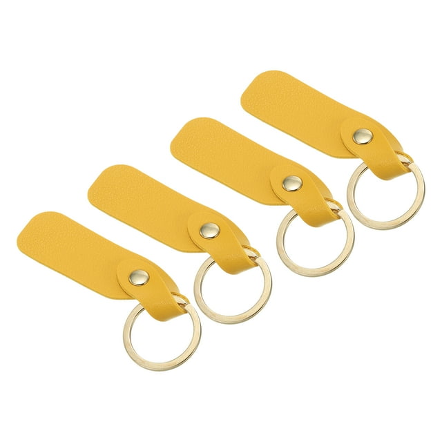 Unique Bargains PU Leather Keychain,Key Chain Ring Universal Key Hook Holder Accessories for Men and Women,Yellow, 4 Pack