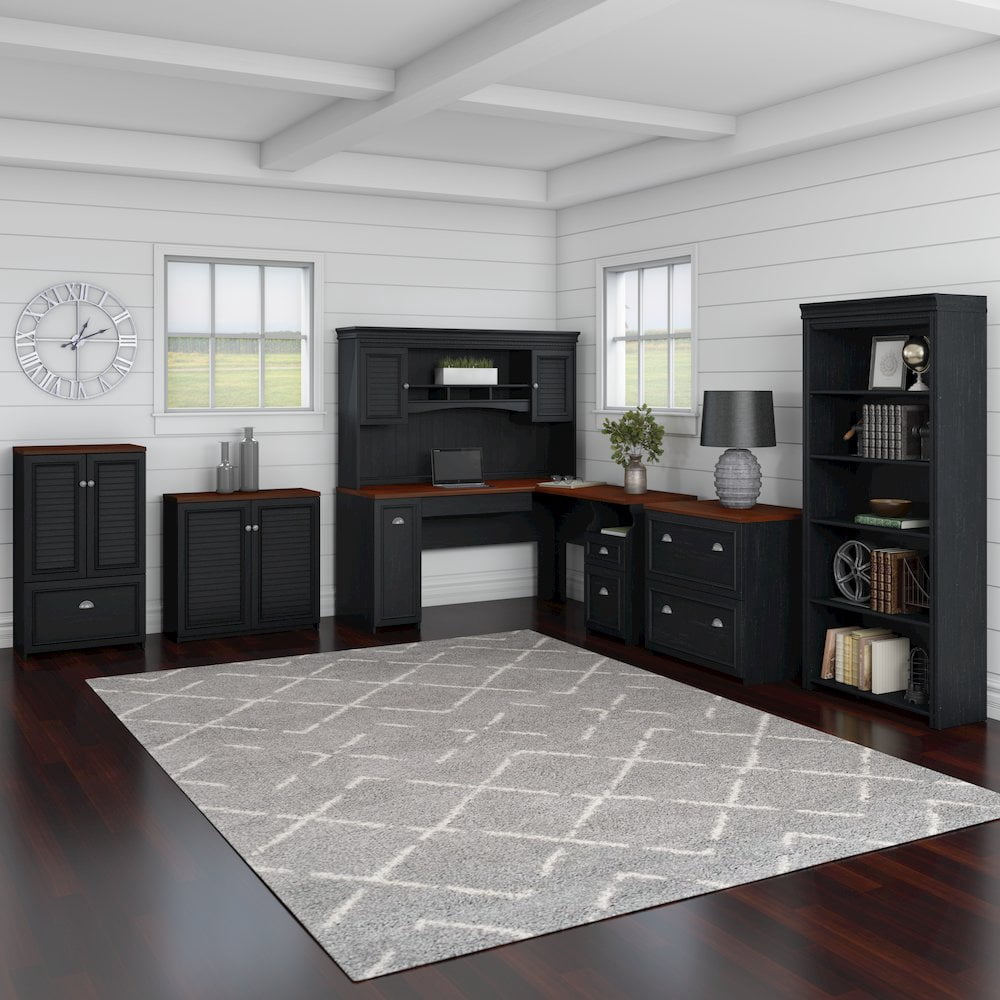 Bush Furniture Fairview Lateral File Cabinet in Antique Black