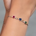 thumbnail image 4 of 925 Silver and 10K Yellow Gold Red Created Ruby Blue Created Sapphire Green Mystic Topaz and Lab Grown Diamond Tennis Bracelet for Women By Keren Hanan (2.20 cttw, Adjustable up To 9 inch), 4 of 4