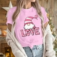 thumbnail image 5 of mihongmao Womens Plus Valentine Tops Women Casual Round Neck Short-sleeved Christmas Tree Printed T-shirt Pink M, 5 of 6