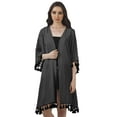 thumbnail image 1 of Moomaya Front Open Printed Shrug 3/4 Sleeve Georgette Beach Cover Up For Women, 1 of 6