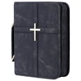 thumbnail image 2 of Apeya Black Bible Cover Bag for Men and Women, PU Leather Large Bible Carrying Case with Handle and Shoulder Strap, Book Organizer with Pockets for Church, 2 of 7