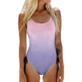 thumbnail image 2 of Womens Bathing Suits, One Piece Swimsuit Women, Swim Dress Women, Color Gradient Women Swimsuit One-Piece, Open Back One-Piece Swimsuit, Bathing Suit With Tummy Control, Purple Pink XL, 2 of 4