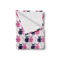 thumbnail image 2 of Owl Soft Flannel Fleece Blanket, Valentines Animals Lovebirds Boy and Girl Bird Motifs on Plain Backdrop, Cozy Plush for Indoor and Outdoor Use, 60" x 80", Navy Blue Pink and White, by Ambesonne, 2 of 6