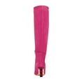 thumbnail image 3 of FSJ Women Trendy Pointed Toe Medium Chain Heel Knee High Boots Stretch Side Zipper Evening Work Outfit Shoes Size 8 Pink, 3 of 4