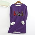 thumbnail image 2 of under 10.00 LYXSSBYX Womens Tops Long Sleeve Women Thick Fleece Sweatshirt Christmas Print Velvet Warm O-neck Underwear Top, 2 of 3