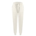 thumbnail image 4 of Women Sweatpants Cotton MIUOWANP Women'S Solid Color Overalls Women'S Casual High-Waisted Drawstring Pocket Sweatpants Beige XXL, 4 of 4