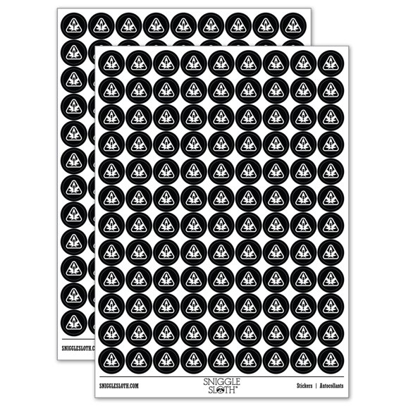 Contains Cannabis Warning Triangle 200 Round Stickers - Black - Gloss Finish - 0.50" Size