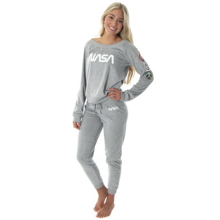 

NASA Worm Logo Women s Juniors Space Shuttle Patches Jogger Pajama Set (XS)