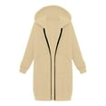 thumbnail image 5 of WTOBBY Women's Zip Up Hoodies Oversized Fleece Long Pullover Hooded Sweatshirts Casual Long Sleeve Fall Hoodie Jacket, Street Style with Front Pocket and Cozy Feel,Beige L, 5 of 6