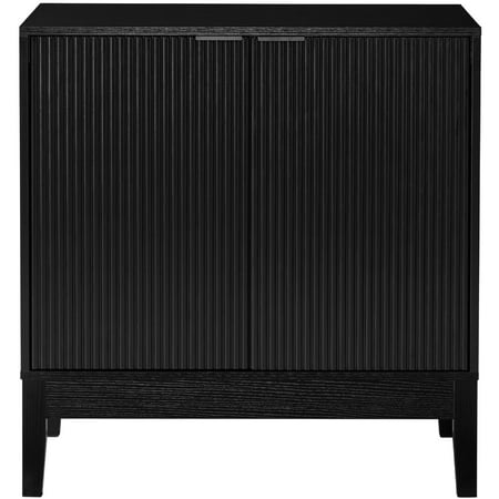 Best Choice Products 2-Door Reeded Storage Cabinet w/ Soft-Close Doors, Multipurpose Accent Furniture - Black