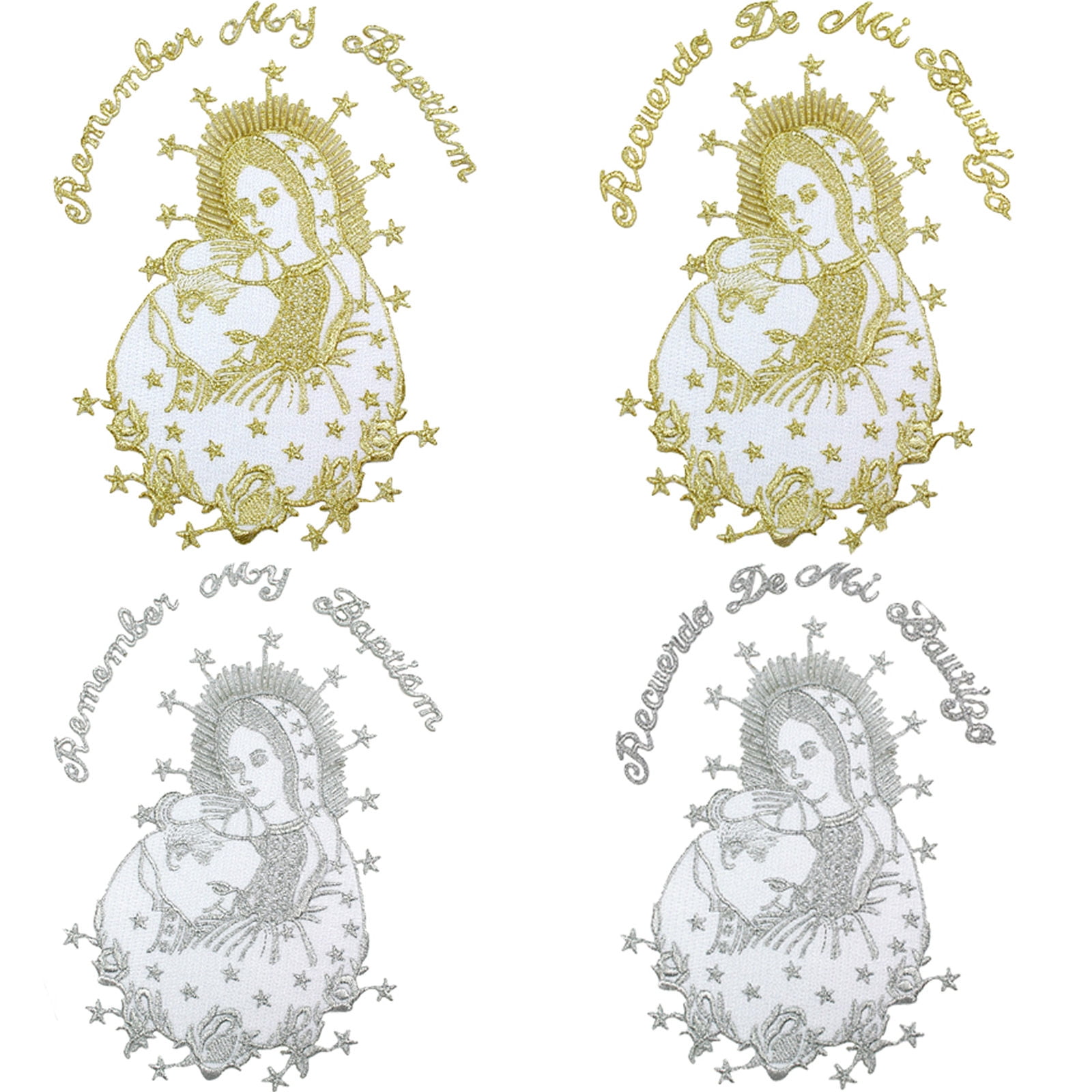 6pc Baptism White Tuxedo English Spanish Silver Gold Pope Santa Maria Mary Stole