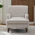 thumbnail image 2 of MAYEERTY Vintage Linen Upholstered Armchair - Antique Wood Legs for Living Room/Bedroom, Beige, 2 of 7