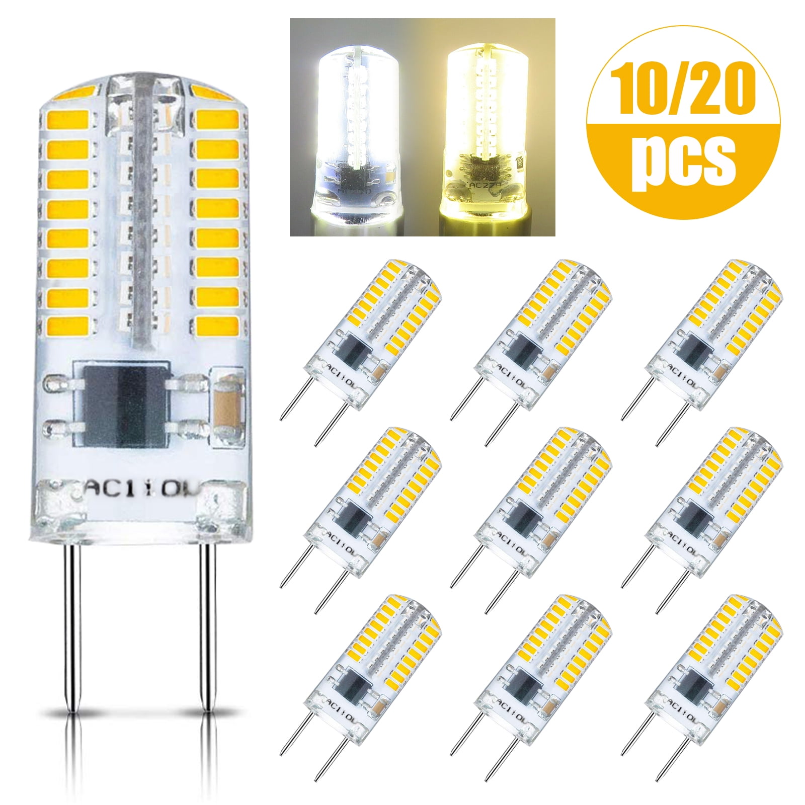 Eeekit Dimmable G8 Led Light Bulbs 20 10pcs 110v 2 5w White 6500k