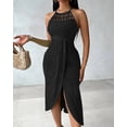 thumbnail image 6 of CHICME Womens Dresses Sleeveless Keyhole Back Hollow Out A Line with Eyelet Embroidery & Side Slit Casual Dresses Black-L, 6 of 9
