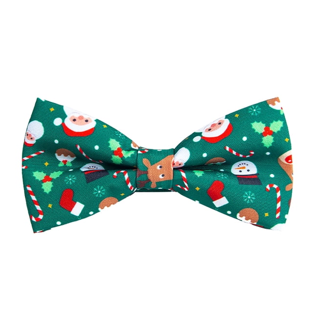 Christmas Bow Tie for Men Festive Snowflake Santa Holiday Party Necktie Accessory
