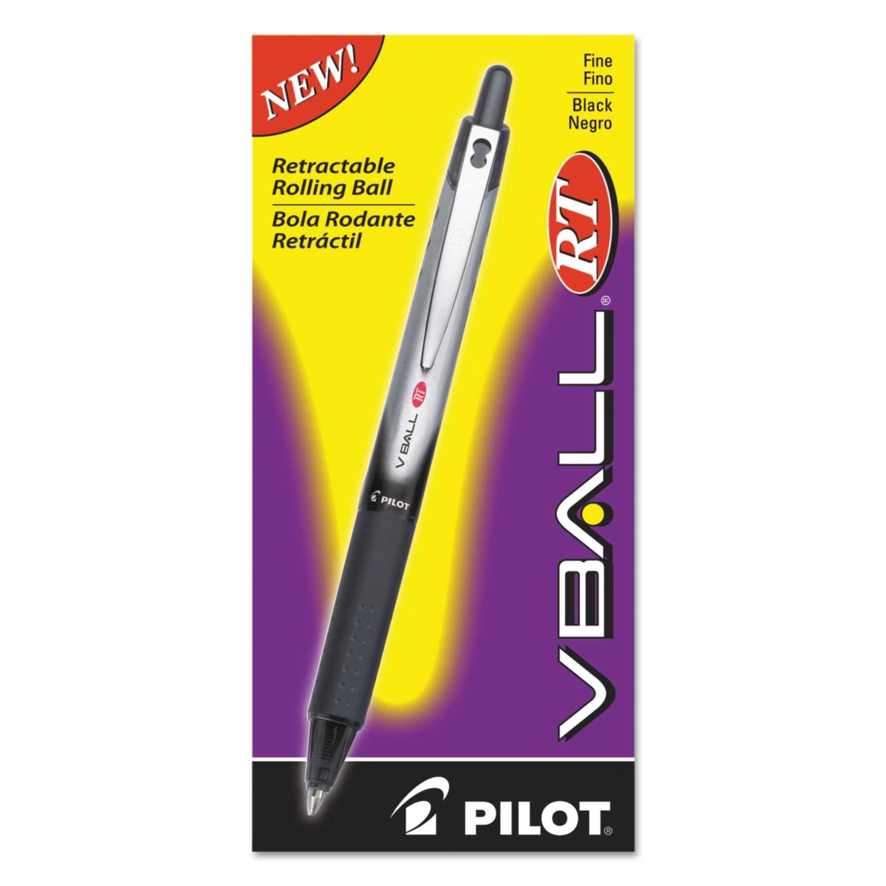 gemiddelde Ontmoedigen Nylon Pilot Vball Rt Liquid Ink Roller Ball Pen, Retractable, Fine 0.7 mm, Black  Ink, Black/White Barrel | Bundle of 5 Dozen - Walmart.com