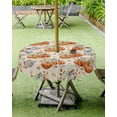 thumbnail image 3 of Fall Tablecloth with Umbrella Hole and Zipper White Orange Pumpkin Round Outdoor Tablecloths 60 Inch Table Cloths Maple Leaves Thanksgiving Patio Table Cloth Cover for Holiday Party Picnic Yard Garden, 3 of 6