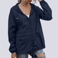 thumbnail image 2 of Womens Anorak Jacket Solid Color Zip Up Pockets Contrast Design Hooded Long Sleeve Outdoor Blue M, 2 of 6