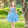 thumbnail image 3 of newwalpole Tutu Dress for Girls Sparkly Sequin Tulle Princess Birthday Party Prom Outfit Toddler Girls Sneaker Ball Gown Dress Blue for Size 4-6 Years, 3 of 4