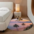 thumbnail image 3 of Summer Beach Sunset Landscape Round Area Rugs 3 ft, Coastal Ocean Palm Tree Cloud Sky Wave Washable Small Area Rug with Non-Slip Sturdy Edge Binding Round Front Door Mat Floor Carpet for Entryway, 3 of 9