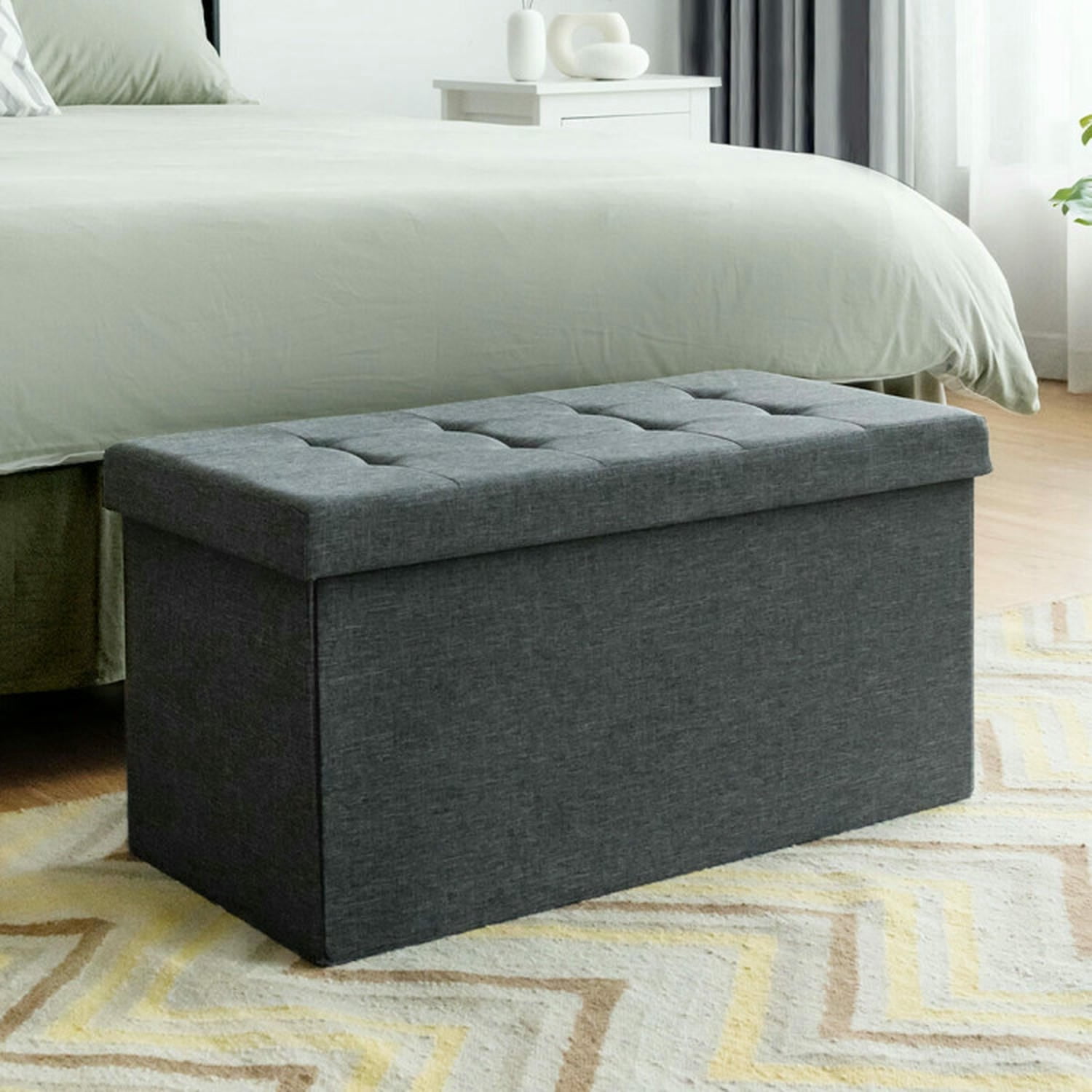 Kadyn Morden Bedroom Bench, 31.5" Storage Ottoman Bench with Removable Storage Bin for Bedroom, Entryway, Dark Gray