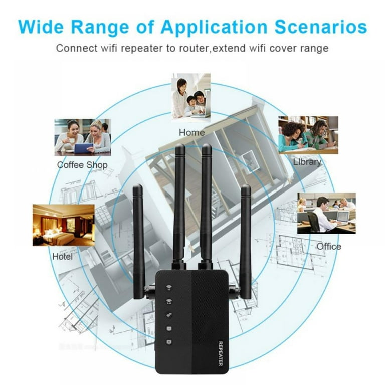 WiFi Range Extender 1200Mbps Wireless Signal Booster Internet Repeater with  Ethernet Port for Home Router 2.4G & 5G Dual Band Amplifer 