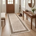 thumbnail image 4 of Nanan 2'x6' Machine Washable Runner Rug Classic Solid Striped Wavy Border Non-Slip Indoor Floor Carpet for Hallway Kitchen Entryway, Brown, 4 of 8