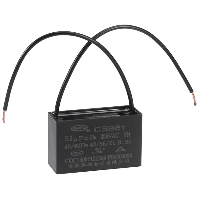 Capacitor de ventilador de techo CBB61 de 5.5uF 250V AC 2 cables Uxcell, 1 paquete