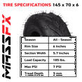 thumbnail image 3 of MASSFX 145/70-6 Tires for Go-Kart, Mini Bike, ATV, Lawn & Garden -6-Ply (2-Pack), 3 of 9