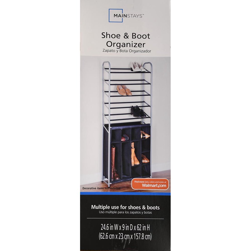 Mainstays Shoe & Boot Organizer Power Coating Silver and Black