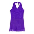 thumbnail image 4 of Linjinx Kids Girls Latin Jazz Dance Dress Tango Rumba Samba Dance Performance Outfit Fringe Skirt Purple 6, 4 of 6