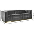 thumbnail image 5 of Maklaine Contemporary Velvet/Stainless Steel Sofa in Gray/Brushed Gold, 5 of 5