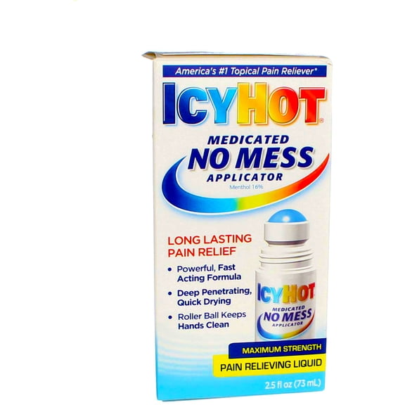 ICY HOT Medicated No Mess Applicator Pain Relieving Liquid 2.50 oz (Pack of 2)