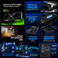 thumbnail image 3 of PC Gamer Xtreme PC Gaming NVIDIA GeForce RTX 5060 AMD Ryzen 7 5700 16GB SSD 1TB Sistema Liquido WIFI Blue gaming 1080p, estudios y multitarea, 3 of 6