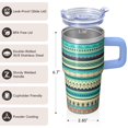 thumbnail image 3 of 20oz Insulated Tumbler with Lid and Straw, Bohemian Design Stainless Steel Coffee Cup, Double Wall Vacuum Travel Mug, Leakproof, 3 of 5