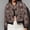 Brown leopard print, variant on Spring new European and American women's fashion: Elegant and versatile round-neck single-breasted solid color long-sleeve coat