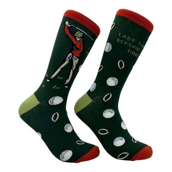 Last Swing Before The Ring Socks Funny Sarcastic Golfing Graphic Novelty Footwear for Men