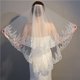 thumbnail image 3 of Velo de novia NQ con decoración de encaje Tul suave Blanco marfil hasta la punta del dedo con peine de metal 2 capas, 3 of 5